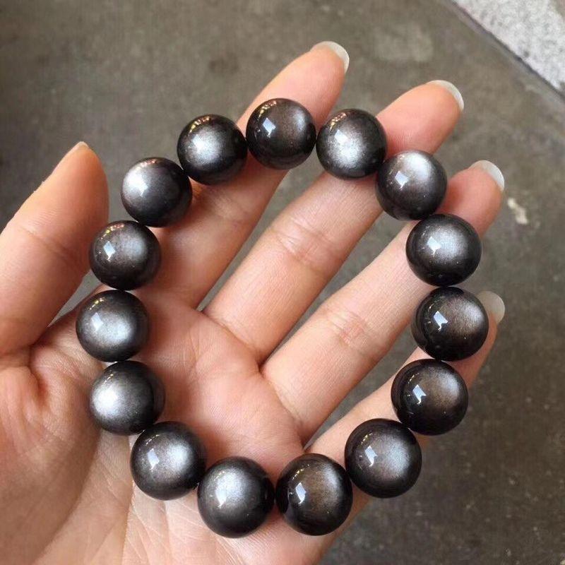 Vòng Tay Vàng Obsidian Mắt, Tự Nhiên Nguyên Chất, Màu Bạc Obsidian Tự Nhiên, Hạt Pha Lê Cặp Đôi 4