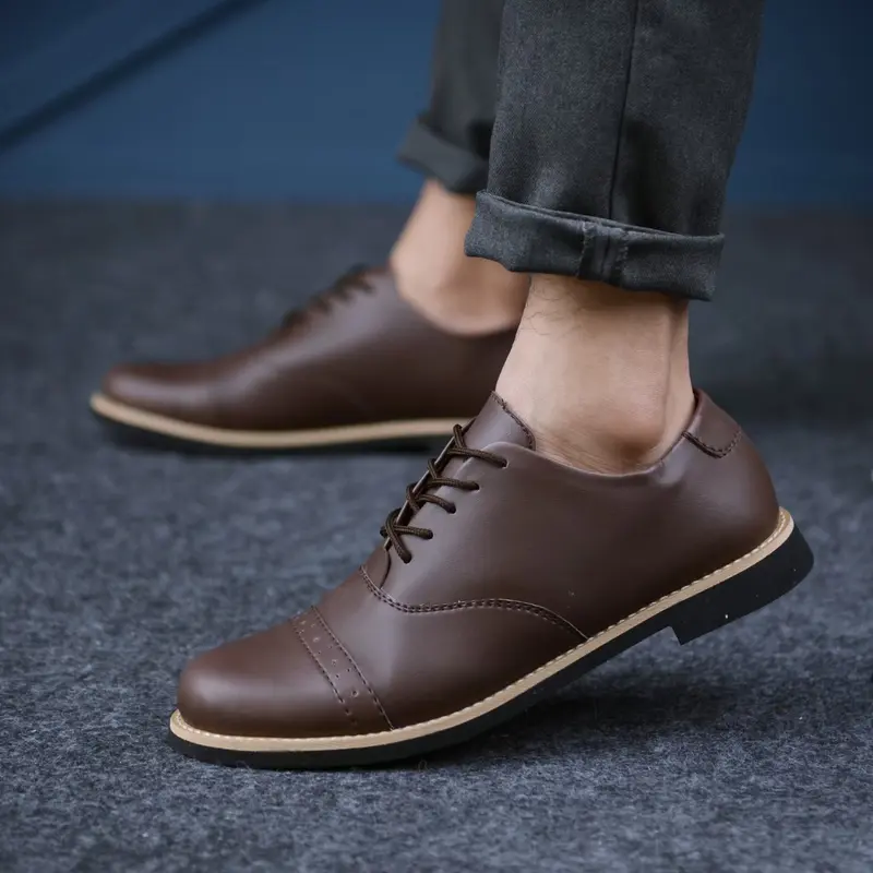 SHAQIL ARIONZ Sepatu Pentofel Kasual Pria Kulit PU Sintetis Original Sepatu Pria Cowok Gaya Santai Elegan Kekinian Trendy Sepatu Kasual Pria Tali Hitam Coklat Terbaru Terlaris 1