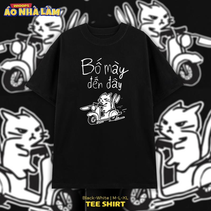 Áo Thun Tay Lỡ Nam Nữ Cotton Unisex , Áo Phông Cổ Tròn Hài Hước  Form Rộng Basic Oversize HUNEE Trend 2024 - Bố Mèo Đến Đây