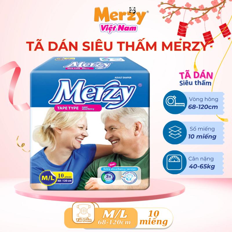Bỉm già Dán Merzy size M/L 10 miếng Cho Bé