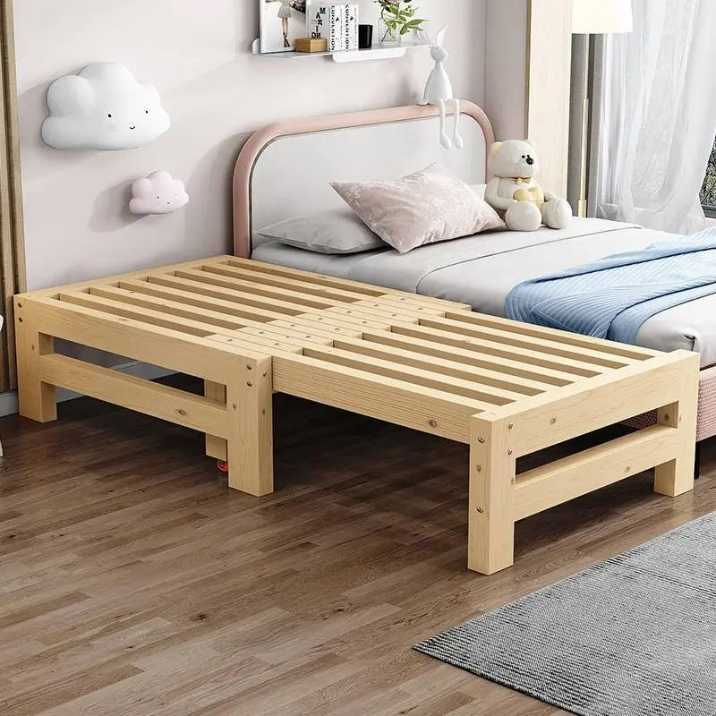 Solid wood bed frame, sofa bed, tatami bed, expandable bed, multifunctional nap bed, small unit, single bed, small unit, space saving