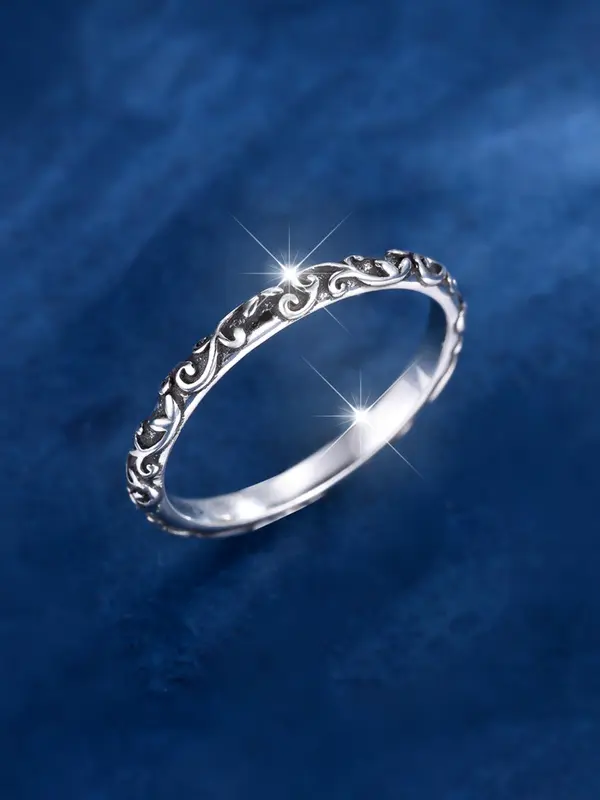 S925 Sterling Silver Vintage Style Ring, Fashion Jewelry Accessories for Men & Women for Party, Daily Clothing Decor, Trendy All-match & Exquisite Jewelry for Birthday Gift 3