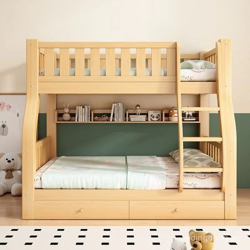 Solid Wood Mother and Child Bed Bed Adult Bed Two-layer High and Low Bed Children's Bed Wooden Bed 27d4 LD99