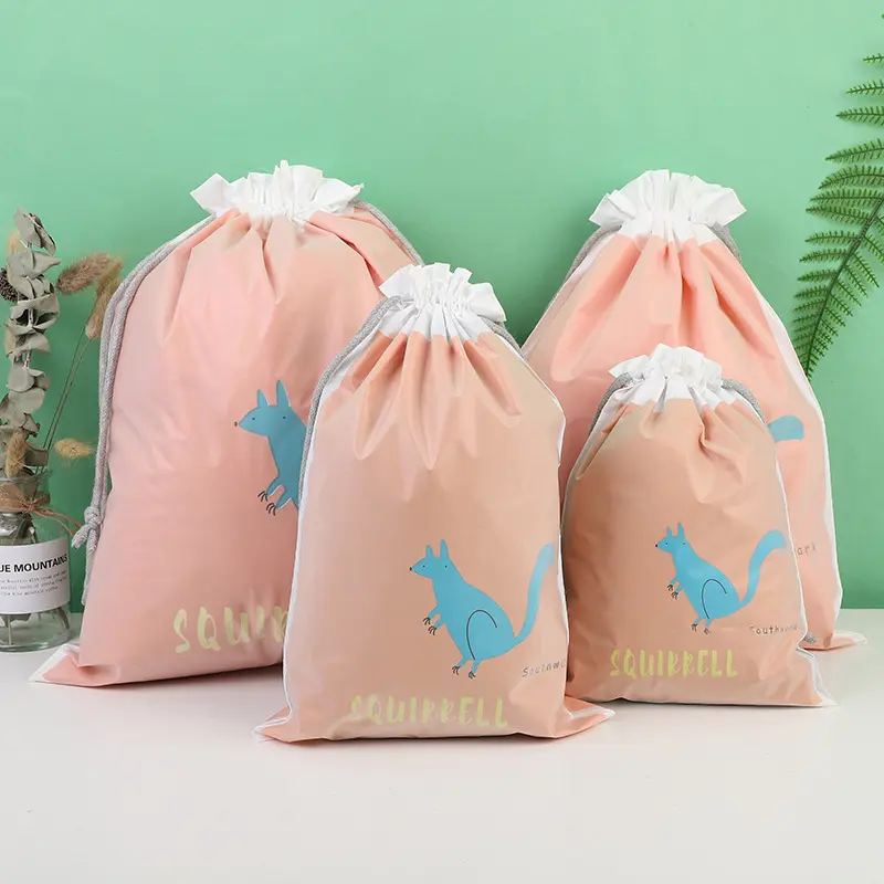 New PEVA double-layer travel storage bag cartoon moisture-proof bag, clothing dust-proof packaging bag, drawstring drawstring drawstring drawstring, shoe bag