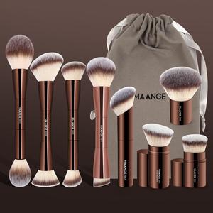 Juego de brochas de maquillaje MAANGE con bolsa de almacenamiento, juego de 8 brochas de maquillaje profesionales suaves y amigables con la piel, juego de utensilios de maquillaje de viaje para mujer y chica