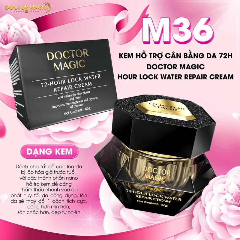 M36 - Kem Hỗ Trợ Cân Bằng Da 72H Doctor Magic - 72-Hour Lock Water Repair Cream - 60g - Dưỡng Ẩm Da