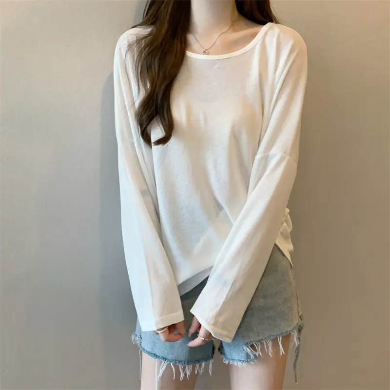Áo Cánh Máy Cẩn Thận Hở Lưng Mỏng, Áo Cánh Joker Dáng Rộng Màu Trơn Gợi Cảm, Áo Chống Nắng Gió Lười Dài Tay, Thủy Triều Nữ 8