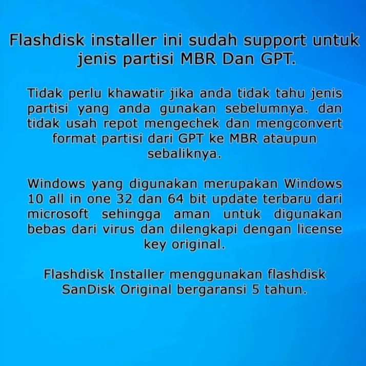 FLASHDISK BOOTABLE WINDOWS 10 PRO NEW UPDATE PLUS DRIVERPACK 1