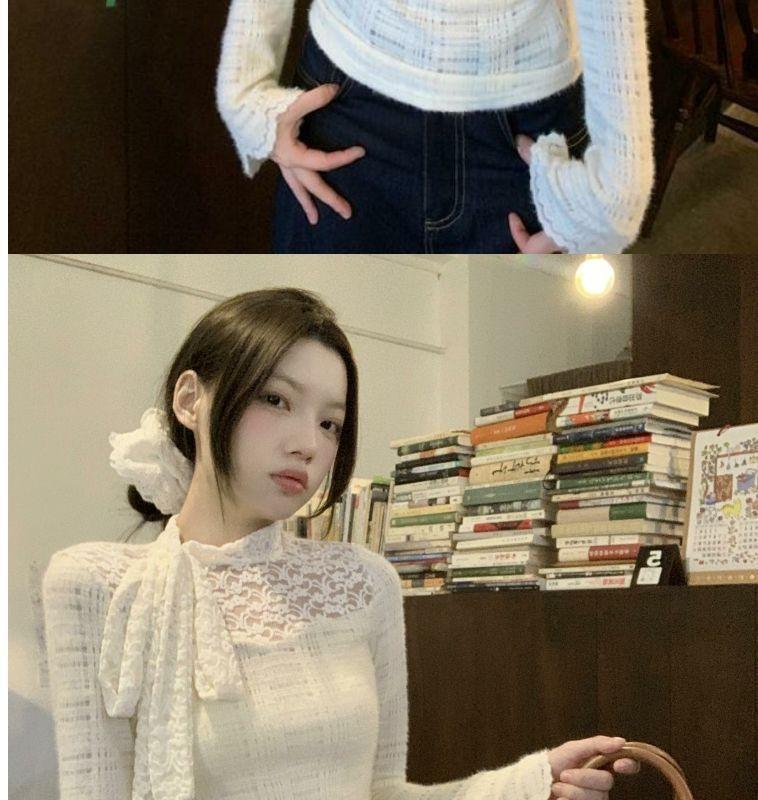 Product Introduction of Áo Ren Thiết Kế Phong Cách Pháp, Dành Cho Nữ, Dáng Ôm, Bộ Sưu Tập Thu Đông, Hàng Mới Về 2024, Dễ Thương Và Gợi Cảm, Áo Mặc Trong Giấu Kín Sơ Mi Women Top 24