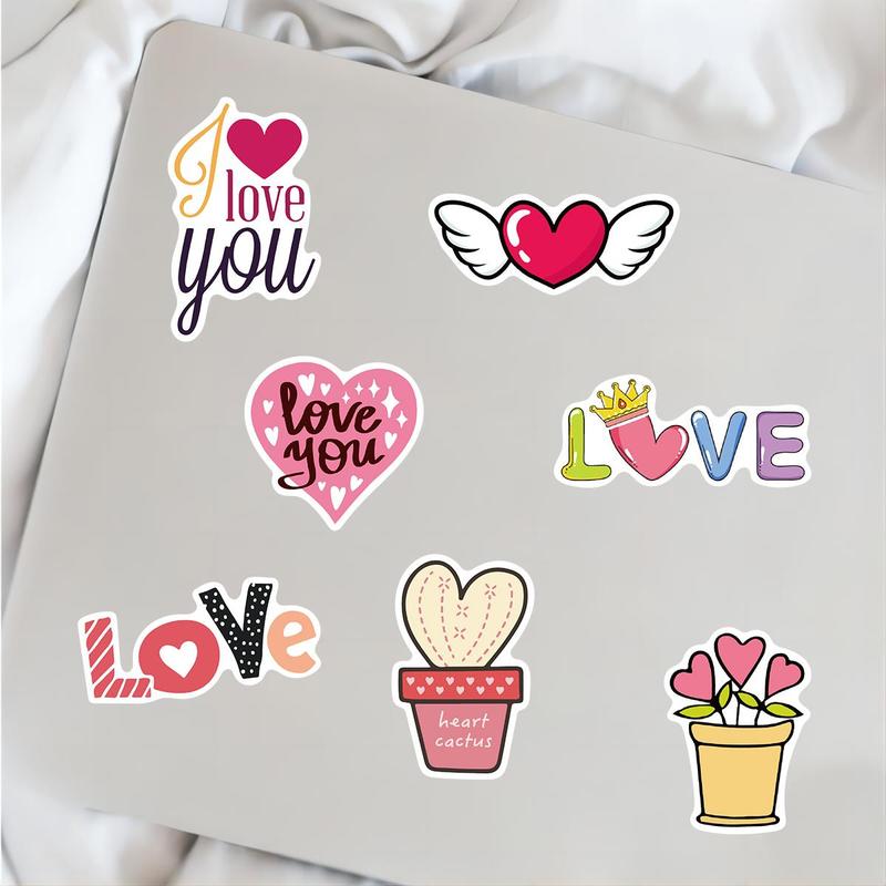 Product Introduction of Valentine's Day Themed Sticker, 50pcs/1200pcs/set Love Sticker, Vinyl Waterproof Sticker for Laptop Water Bottles Scrapbook Skateboard Guitar 6