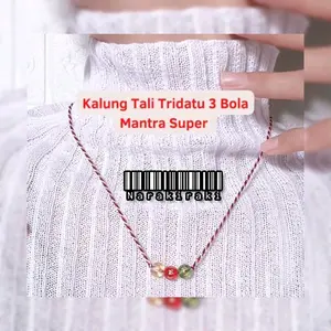 (bisa cod) kalung tridatu 3 mantra Benang Gold Kristal Merah Tali Hijau