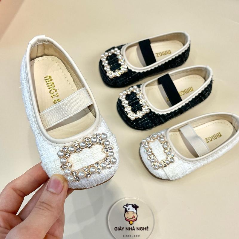 Giày Búp Bê Đính Đá Lấp Lánh Quai Chun Chất Liệu Da PU Mềm Mại Phong Cách Hàn Quốc Cho Bé Gái G50