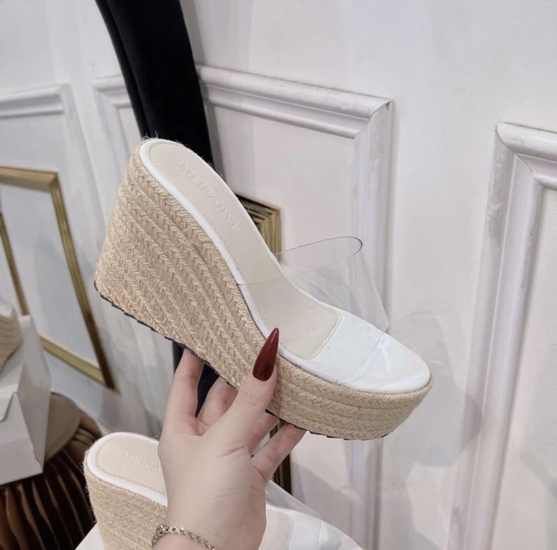 Dép Xuồng đế cói lót trắng quai ngang trong đế cao DéP Shoes giày 0