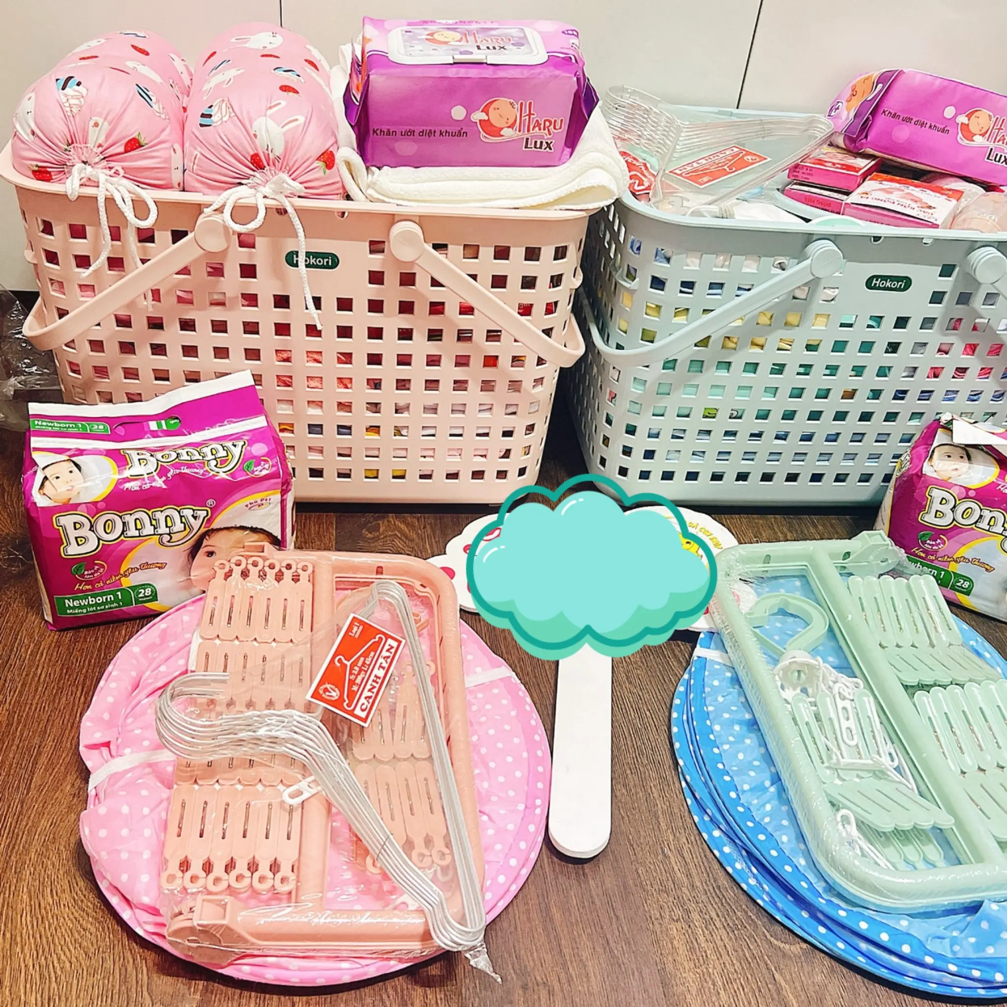 Đồ sơ sinh trọn gói  làn,giỏ quần áo Cotton cho Mẹ và Bé 999k Vải