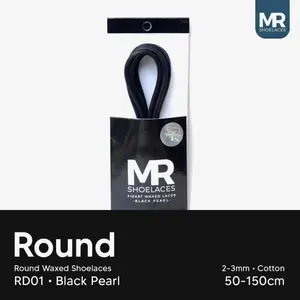 MR Shoelaces RD01 Hitam BLACK Tali Sepatu Lilin Bulat 2-3mm 50cm 60cm 70cm 80cm 90cm 100cm 120cm 150cm untuk Sepatu Formal, Pantofel, Casual