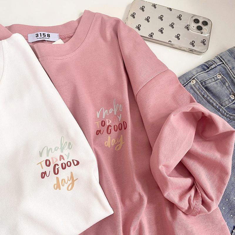  Áo thun form rộng chất cotton khô 3158 mẫu Make Today a Good Day 