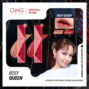 OMG OH MY GLAM Paket Ombre 2 Shade Lip Vinyl 2.5 g - Transferproof Gloss - Longlasting Stain- Intense Color - Plumpy & Comfortable On Lips