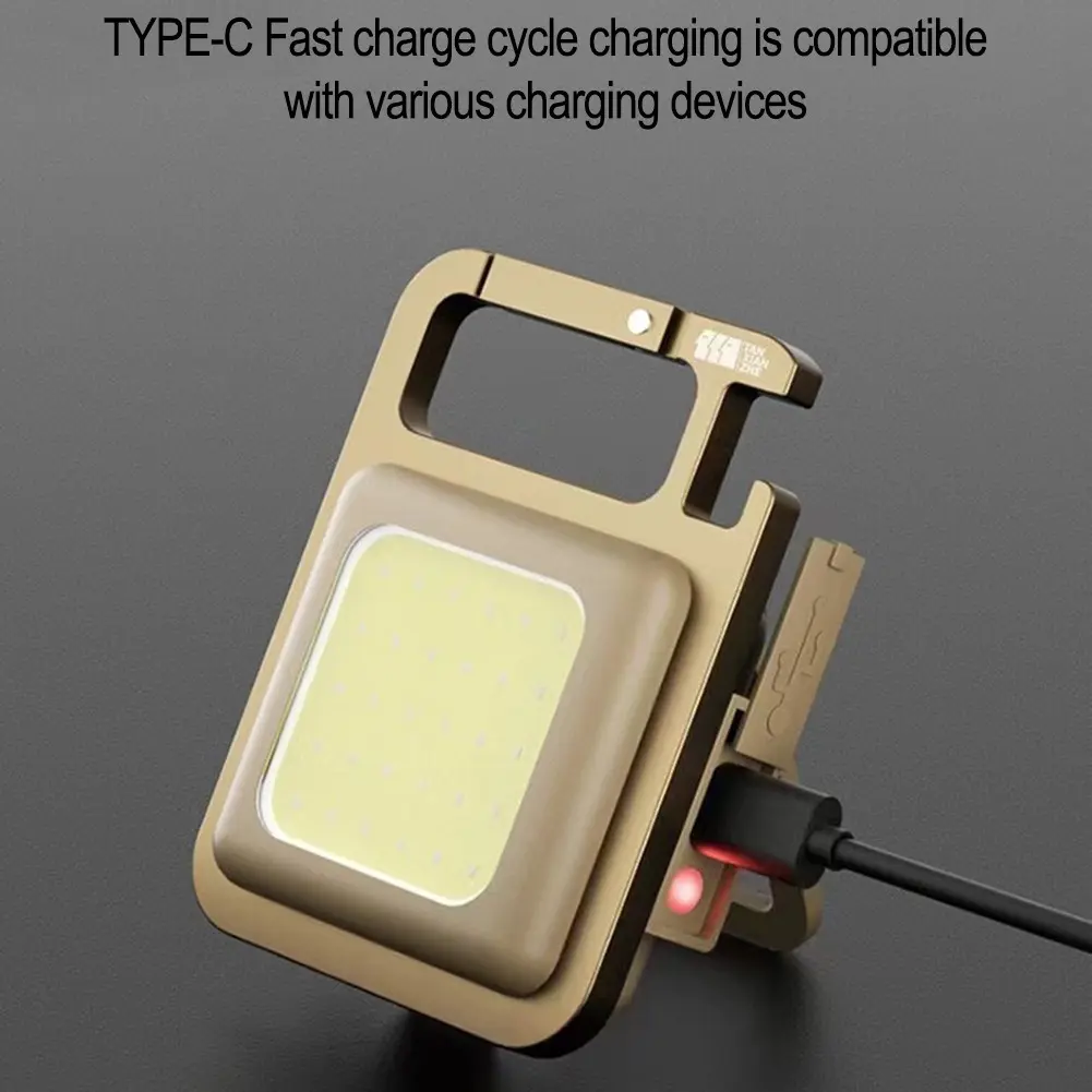 Mini LED Flashlight Keychain Multifunctional Portable COB Camping Lamps USB Charging Work Lights Outdoor Fishing Hiking Lanterna