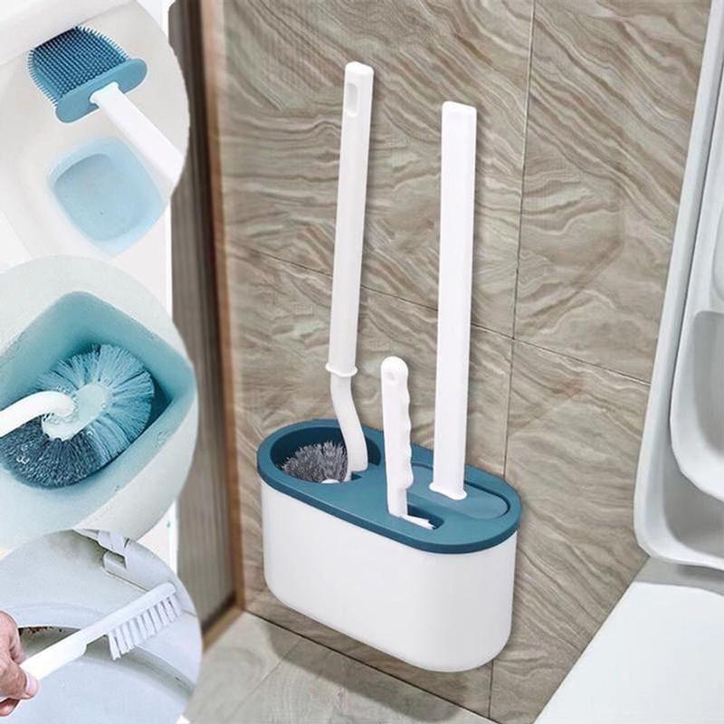 Dụng Cụ Chà Rửa Toilet 3 trong 1 - Bộ 3 Cọ bồn cầu silicon, chà toilet nhà vệ sinh 7