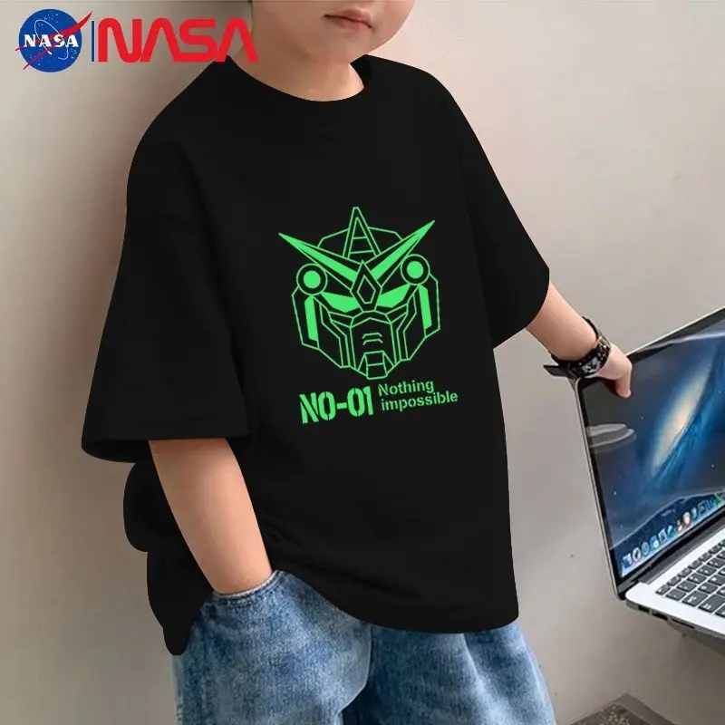 Quần Áo Trẻ Em, NASA, Cotton Nguyên Chất, Ngắn Tay, Phong Cách Hàn Quốc, Dáng Rộng Vừa Vặn, Thích Hợp Cho Mùa Hè, Quần Áo Mùa Hè Mới, Áo Trẻ Em, Tay Lửng Thời Trang Đẹp Trai