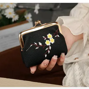 DOMPET KOIN WANITA CANTIK ELEGAN KULIT NERINE MOTIF MURAH BORDIR UANG KERTAS SIMPLE TERBARU MINI