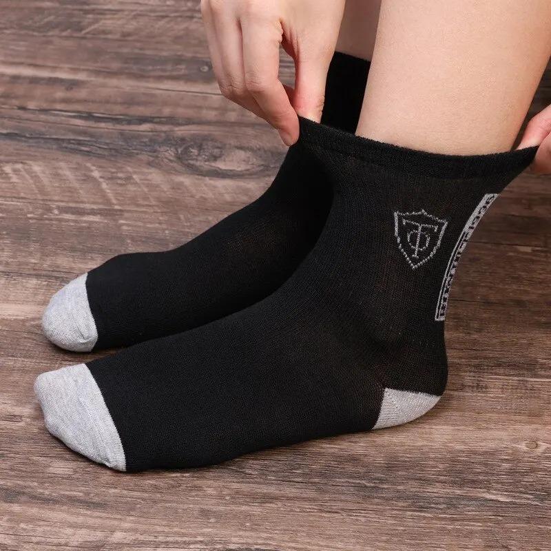 Tất Dài Tất Cả Mùa Cho Nữ Và Nam, 5 Đôi, Phong Cách Thường Ngày Thấm Hút Mồ Hôi Thể Thao, Thích Hợp Cho Mùa Thu Và Mùa Đông, Màu Trơn Ấm Áp, Tất Công Sở 2