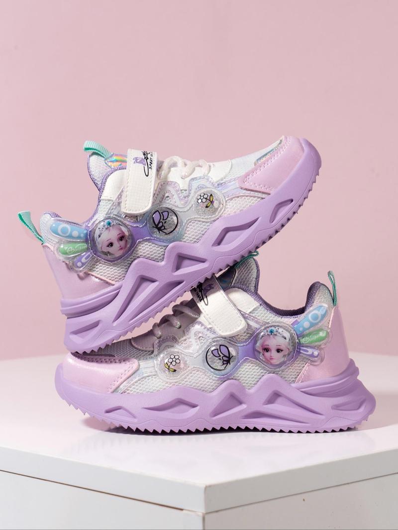 Product Introduction of Girl's Cute Cartoon Pattern Contrast Mesh Design Sneakers, Casual Comfortable Breathable Sports Shoes, All-match Round Toe Sneaker for Daily Wear 13