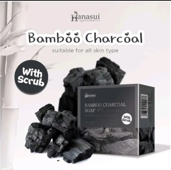 sabun perawatan wajah pria charcoal hanasui 60 gram untuk all skin type Bebas Alkohol Pemutihan Hitam Kusam Membersihkan Scrub Membersihkan Scrub Berjerawat Mencerahkan Muka Pencerah Cowok Berminyak Kotoran Komedo Facial