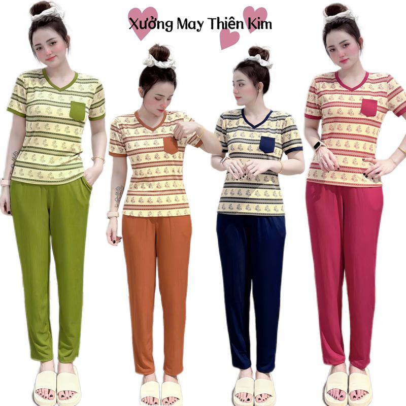 set đồ bộ mặc nhà quần baggy thun gân, họa tiết áo, có túi thật tiện lợi, hợp cho mọi độ tuổi Top Nữ