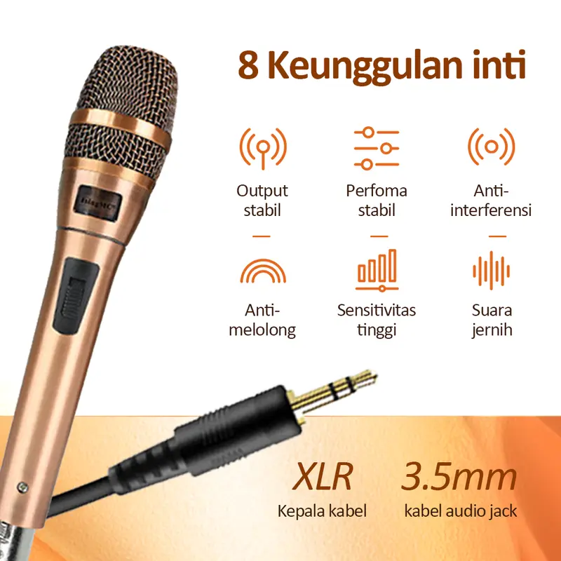 MUSIX - Mikrofon Genggam Perunggu Gandum 3,5 MM Mikrofon Genggam Speaker Langsung Kondensor Komputer Mikrofon Berkabel 2