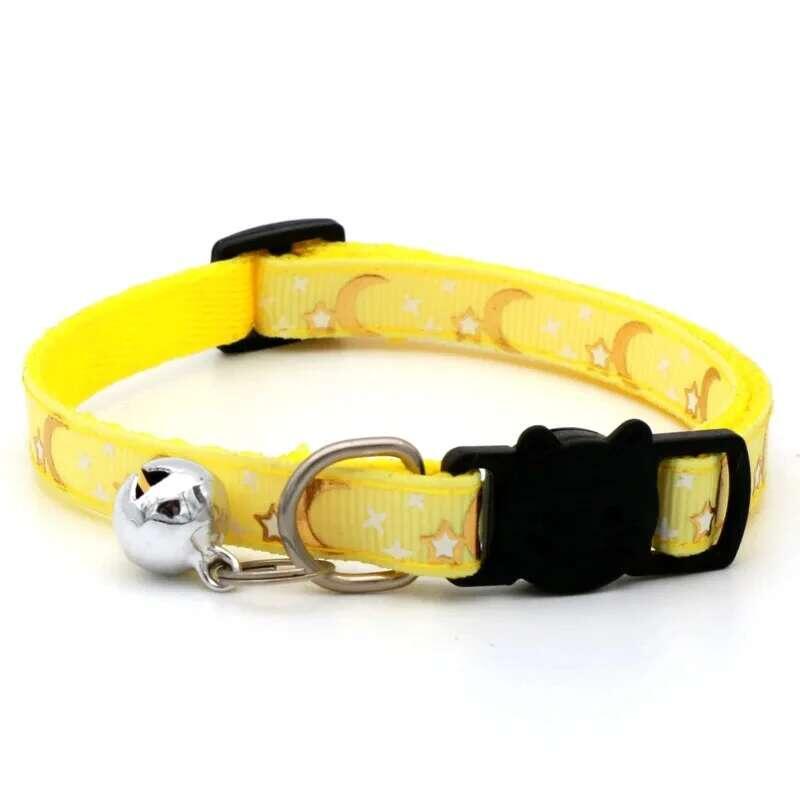 Product Introduction of Aksesori Haiwan Peliharaan, Dengan Kartun Bintang Bulan Anjing Anak Anjing Kucing Anak Kucing Kolar Cincin Loceng Keselamatan Boleh Laras Kalung 14