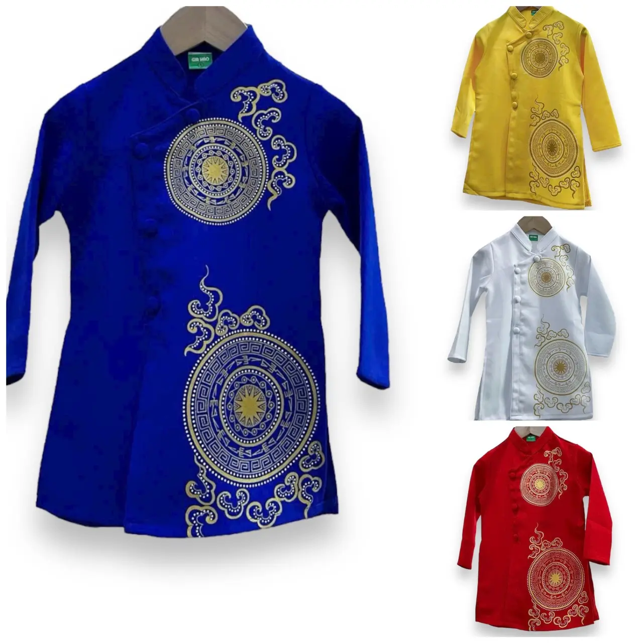Áo Dài Trẻ Em # Áo Dài Lụa Gấm Mẫu Trống Đồng Cho Bé # Quần Áo Bé Trai