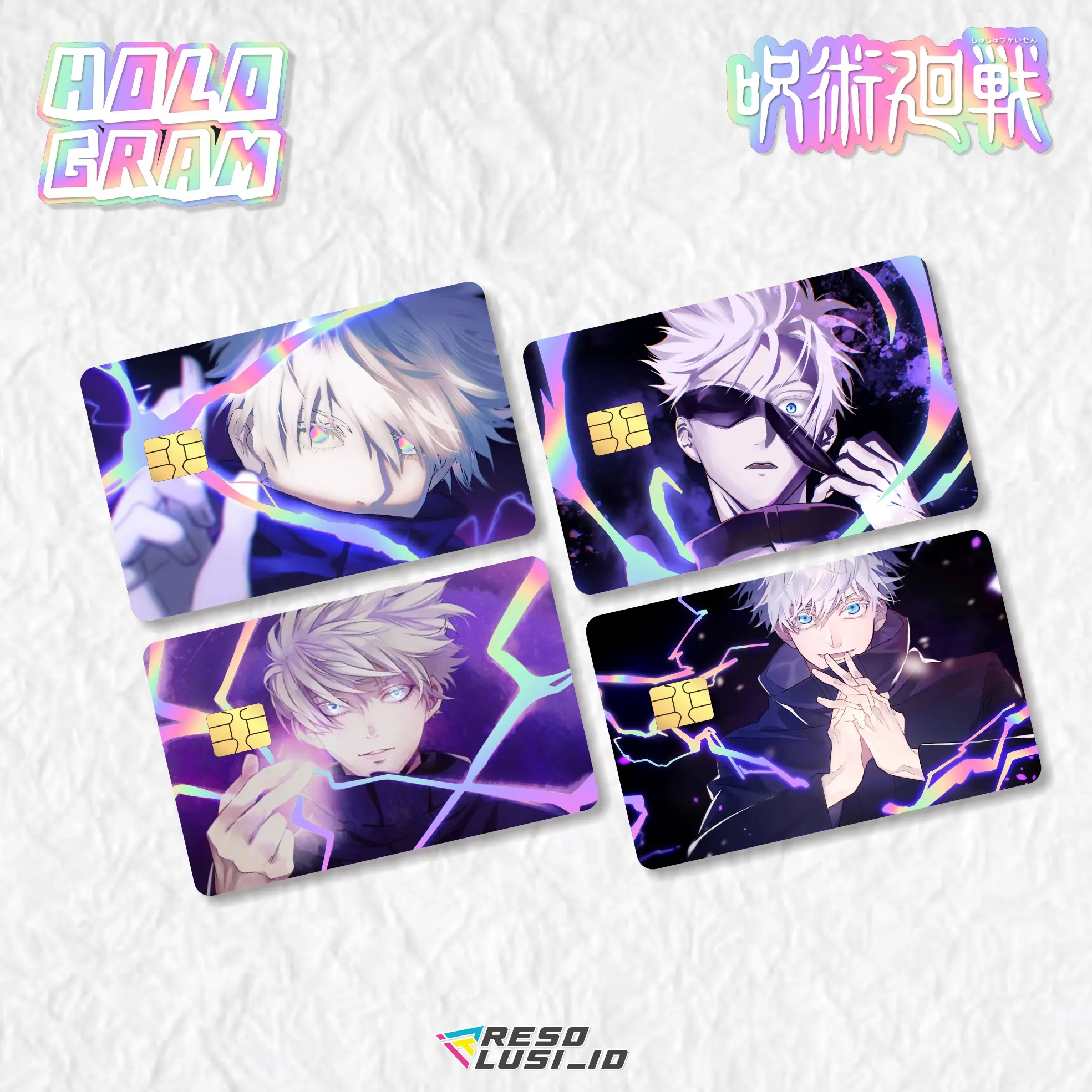 Sticker Skin Card HOLOGRAM Jujutsu Kaisen V2 - Stiker Kartu ATM Anime