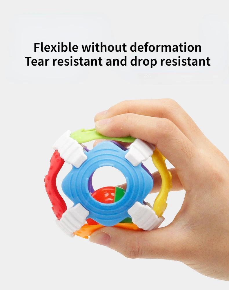 Product Introduction of Baby Montessorie Games Rattle Infant Silicone Toy Safety Flexible Glue Color Cognition Hand Training Toys for Children Kids Gift 8