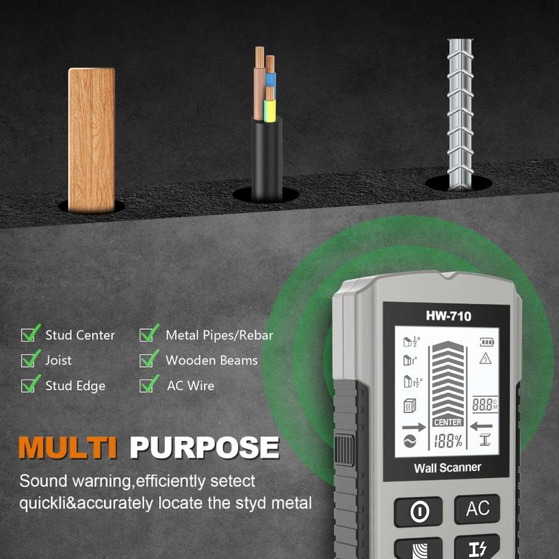 Portable 5 In 1 Wire Pipe Power Scanner Handheld Precise Positioning Instrument Wall Metal Detector Smart Sensor Multifunctional Stud Finder Tool 6