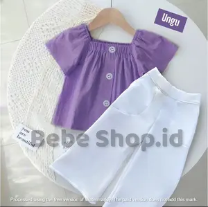 Setelan blouse top anak anak perempuan bahan cringkle usia 1 sampai 10 tahun Anak-Anak Parsel Woven Yarn Dyed Fabric Pas