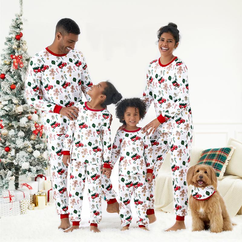 TikTok Shop PatPat Christmas Family Pajamas Allover Xmas Tree and Gingerbread Man Pattern Matching Collared Sets