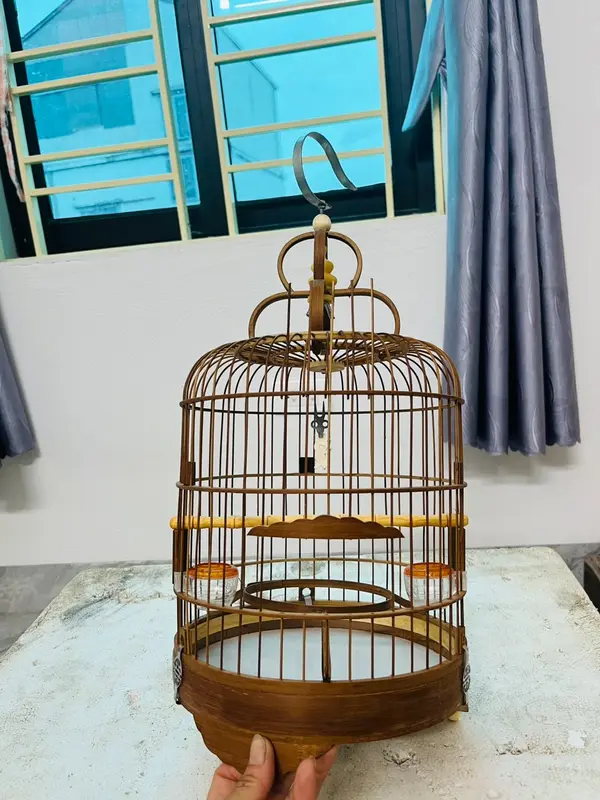Lồng chim khuyên, hút mật- Lồng khuyên, hút mật chất liệu trúc xử lý màu cánh dán kiểu dáng lùn 5