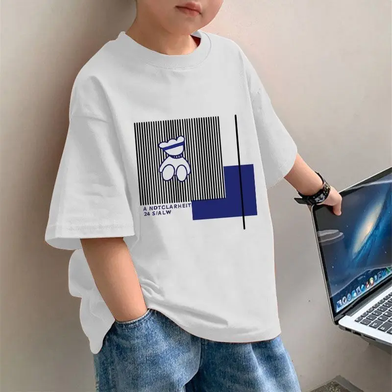 Áo Thun Ngắn Tay, Ali, Dành Cho Bé Trai, Thời Trang, Trẻ Em Trung Bình Và Lớn, Cotton Nguyên Chất, Áo Đẹp Trai, Hợp Xu hướng, Bộ Sưu Tập Mùa Hè Mới 1