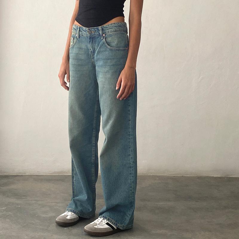 Product Introduction of Women Casual Low Rise Jeans Fashion Loose Straight Leg Denim Pants with Pockets for Summer Spring 59