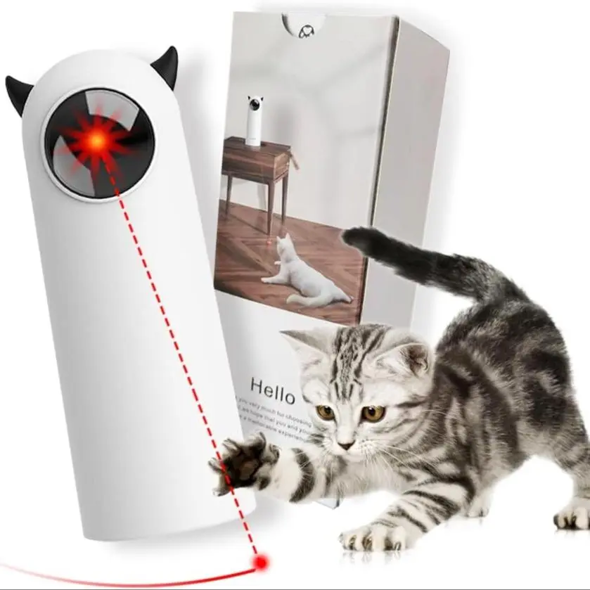 Rechargeable Automatic Cat Laser Toy, Adjustable Range & Speed Mode Pet Teaser Toy, Cat Interactive Toys for Indoor Cats, Christmas Gift