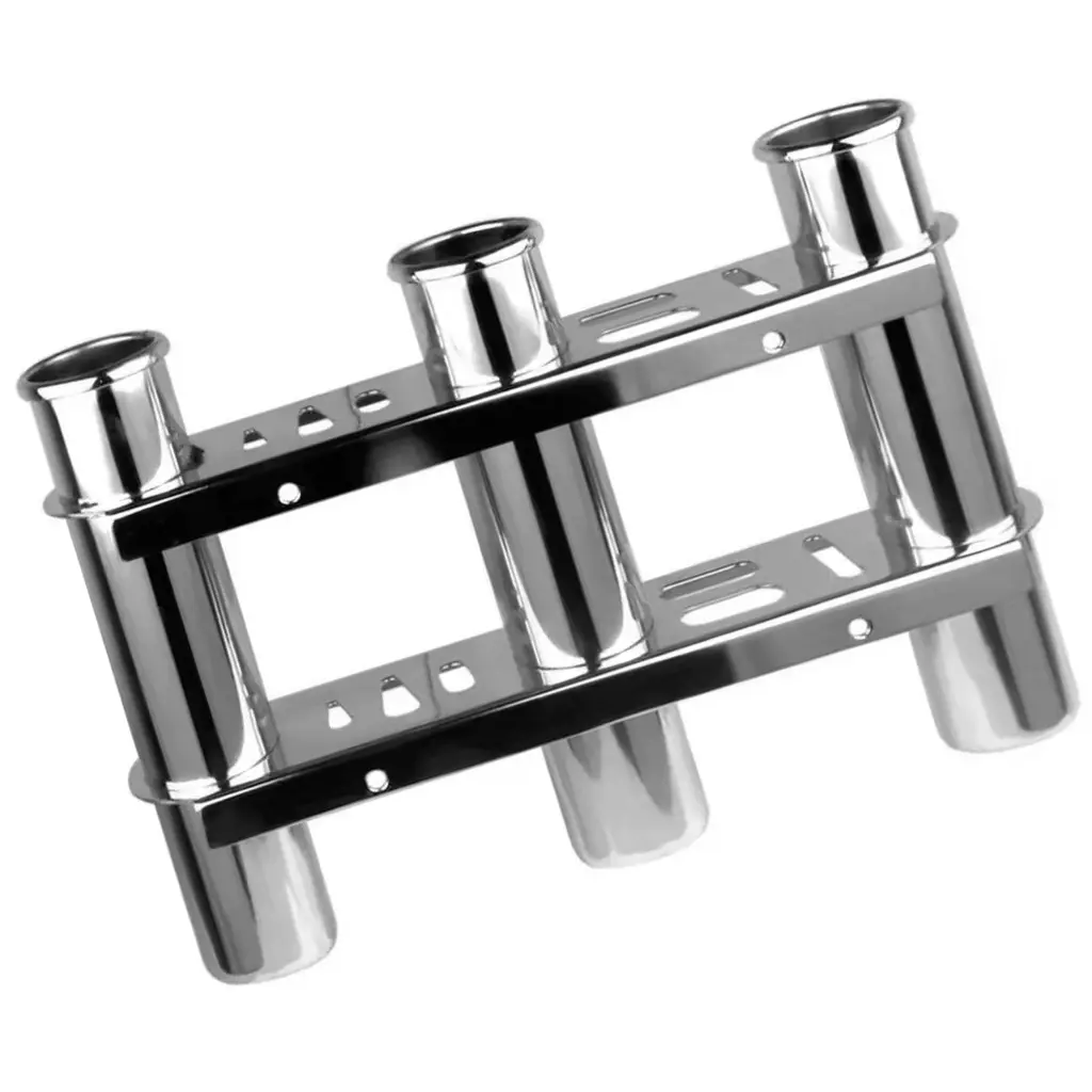 Yacht Boats Fishing Rod Storage Rack 3 Tube Steel Marine Accessories Adjustable