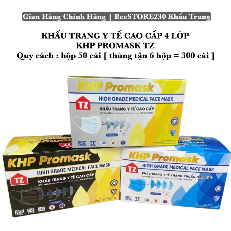 THÙNG 5H tặng 1 HỘP ( 50 cái/ hộp ) Khẩu Trang Y Tế 4 Lớp Dày Đẹp Cao cấp 2