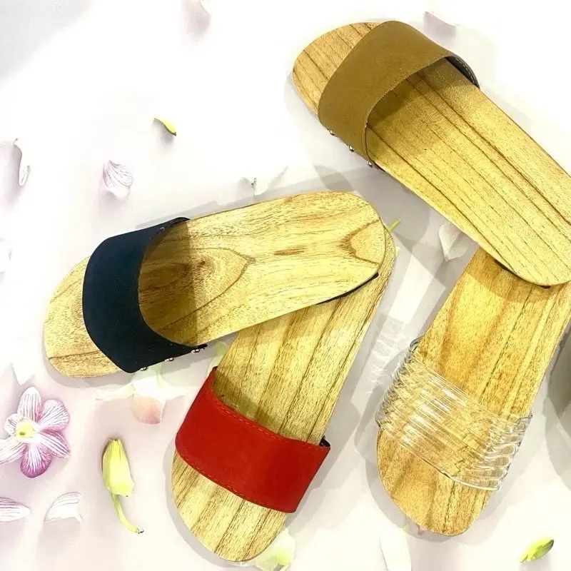 Guốc mộc guốc gỗ đế 2 phân truyền thống quai nhung quai thổ cẩm