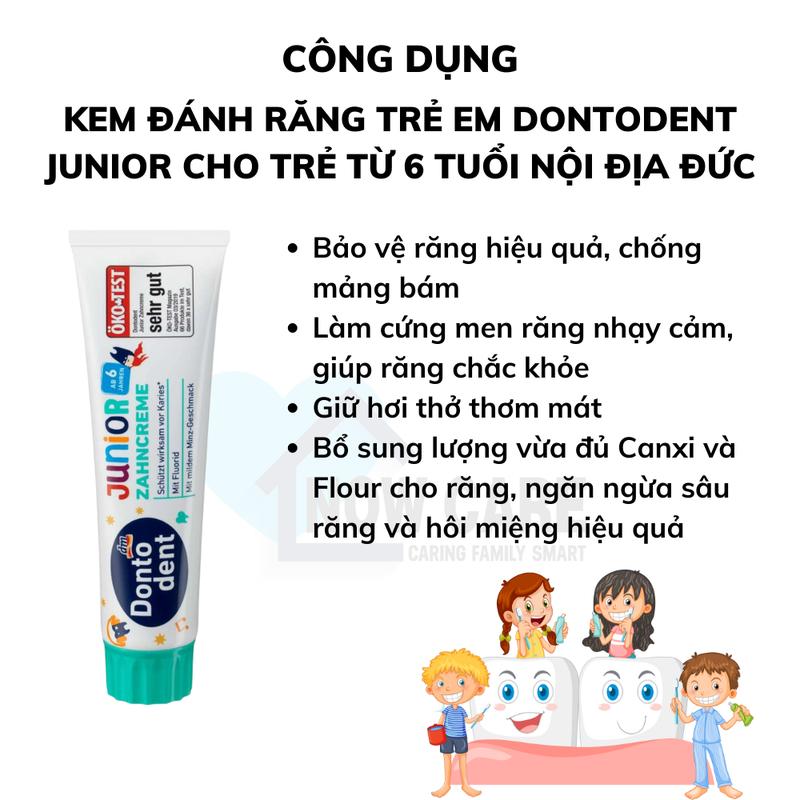 Kem đánh răng trẻ em Dontodent Junior cho trẻ từ 6 tuổi nội địa Đức 2