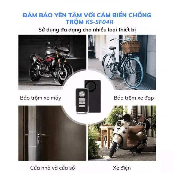 Thiết bị Báo động Chống trộm dùng cho xe máy, xe đạp, gắn cửa, cảm biến rung SF04 6