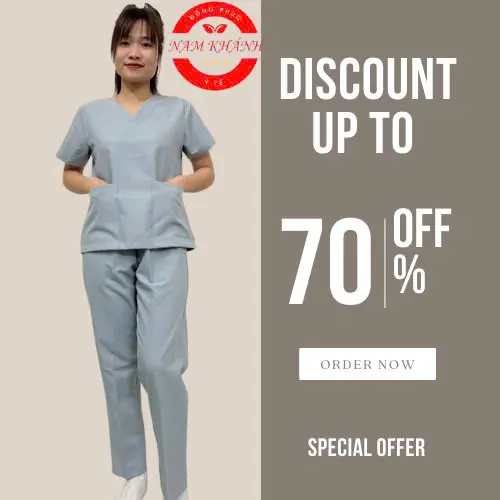 Bộ scrubs bác sĩ cổ tim - bộ blue đồng phục kỹ thuật viên, điều dưỡng, hộ lý, spa Chất Vải Lon Có Co Giãn 4