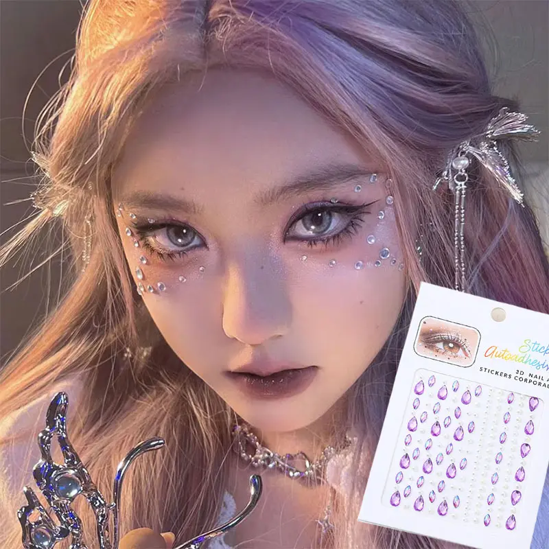 CSP201 – Set Face Gem Sticker Manik  Mutiara Pearl Rhinestone Hiasan Henna Make Up Nail Art Cosplay Jepang