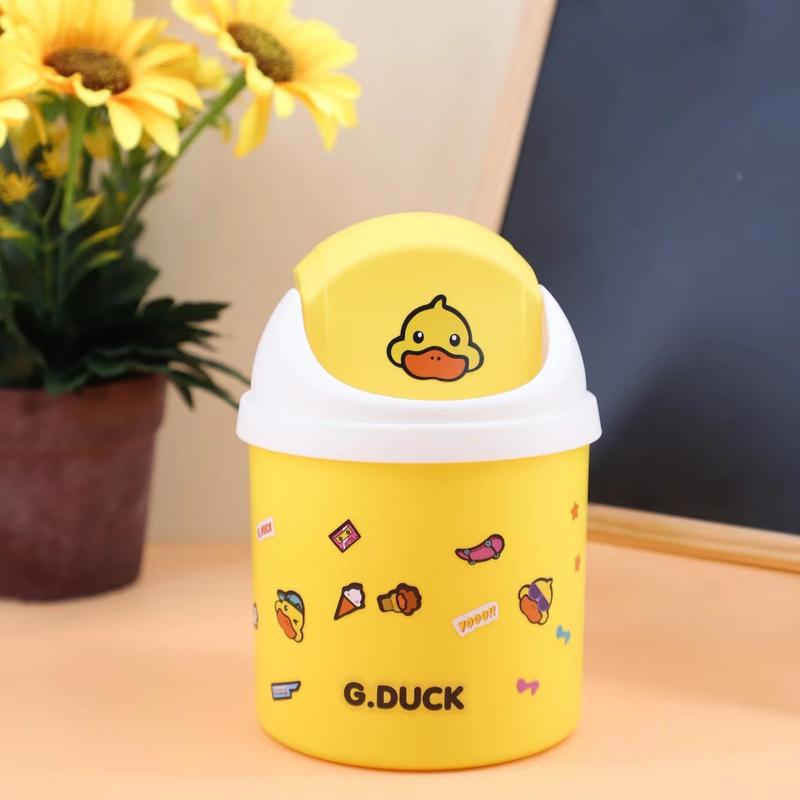 Thùng Rác Mini Cá Nhân 1.5 Lít Tiện Lợi Để Bàn Học Bàn Làm Việc Văn Phòng Dán Sticker Thương Hiệu G.Duck Kids 2