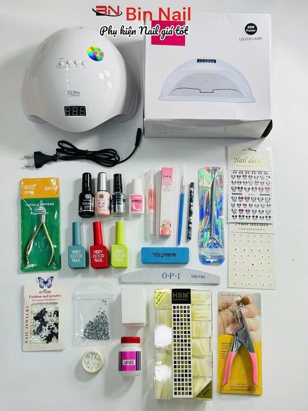Bộ làm nail tại nhà cá nhân Bin Nail gồm 24 món(Được chọn màu sơn và form móng) Bộ dụng cụ làm m.óng tay m.óng chân